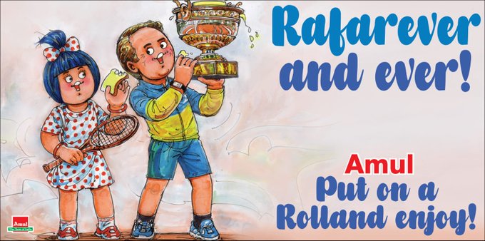 Amul Comes up With Latest Topical After Rafael Nadal Wins his 14th French Open Title