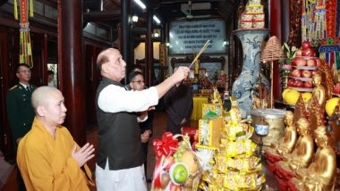 World News | Rajnath Singh Visits Oldest Buddhist Temple Tran Quoc Pagoda in Hanoi