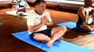 World News | Delhi: Australian Defence Minister Performs Yoga on His Second Day of Visit to India