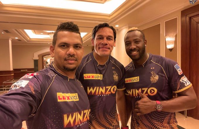 KKR Celebrate John Cena's WWE Return in Hilarious Style, Photoshop Wrestler in Sunil Narine and Andre Russell's Selfie (See Pic)