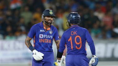 Dinesh Karthik’s Maiden T20I Fifty, Hardik Pandya’s 46 Help India Score 169/6 Against South Africa in 4th T20I 2022