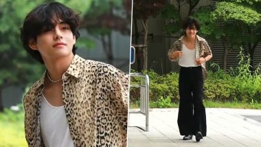 BTS' V Aka Kim Taehyung Displays His Captivating Airport Look in Retro Leopard Print Shirt As He Departs for Paris Fashion Week; Watch Viral Video & Photos