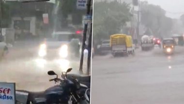 Gujarat Rains: Gondal City Reports Severe Waterlogging Amid Heavy Rains in Rajkot District (Watch Video)