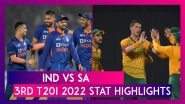 India vs South Africa, 3rd T20I 2022 Stat Highlights: Hosts End Losing Run