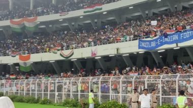 Goosebumps! Fans Sing Vande Mataram After India vs Hong Kong AFC Asian Cup Qualifier Football Match at VYBK Stadium in Kolkata (Watch Video)