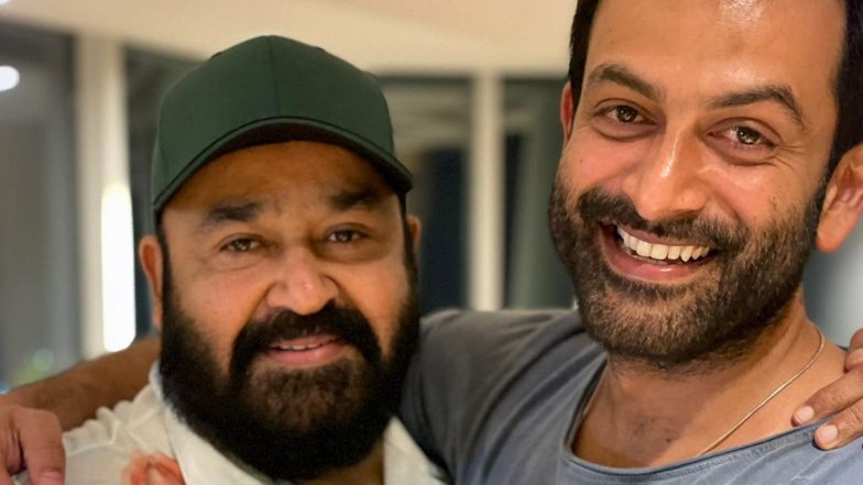 Mohanlal and Prithviraj Sukumaran Catch Up 'Back Home' and Hug Each Other for a Perfect Click!