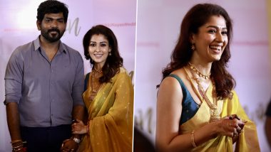 New Bride Nayanthara Looks Pretty in Six-Yard and Sindoor as She Meets Media With Husband Vignesh Shivan (View Pics)