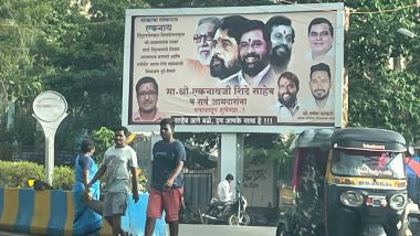 Maharashtra Political Crisis: Poster War Breaks Out Between Shiv Sena and Rebel MLAs; Ink and Eggs Smeared on Eknath Shinde's Banners
