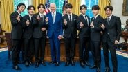 BTS Meets Joe Biden: K-Pop Boy Group Gives Famous Finger Heart With US President At The White House Oval Office (View Pics & Videos)