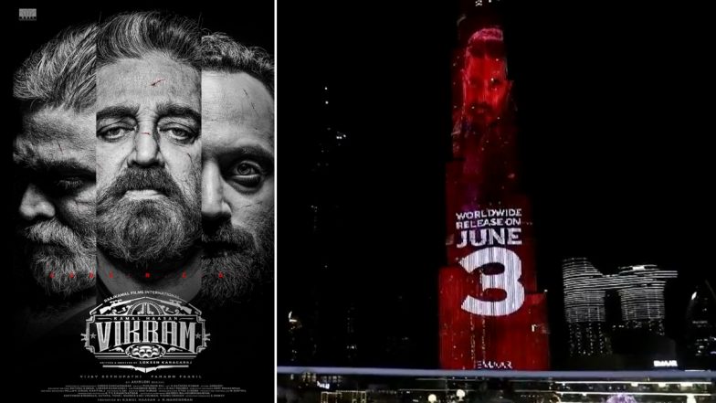 Vikram: Trailer of Kamal Haasan, Vijay Sethupathi and Fahadh Faasil’s Film Lights Up Burj Khalifa in Dubai (Watch Video)