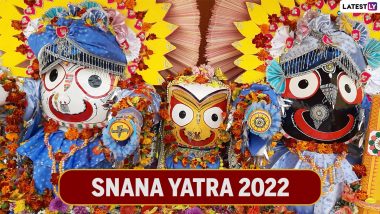 Snana Yatra 2022 Live Streaming Online & Telecast From Jagannath Temple Puri on YouTube: Lord Jagannath, Lord Balabhadra and Devi Subhadra Darshan on Debasnana Purnima, Festival Held in Odisha