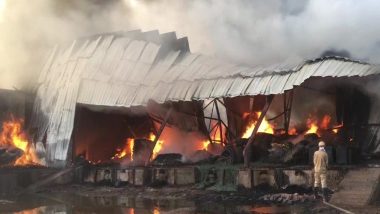 Uttar Pradesh: Fire Breaks Out in Godown Near Shaheed Nagar Metro Station in Ghaziabad, No Casualty Reported So Far