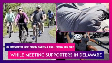 US President Joe Biden Takes A Fall From His Bike While Meeting Supporters In Delaware