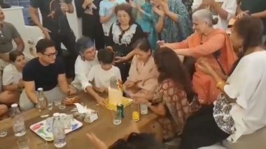 Aamir Khan Celebrates Mom Zeenat Hussain’s Birthday With Ex-Wife Kiran Rao and Son Azad (Watch Video)