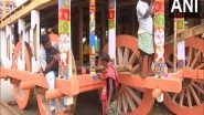 India News | Construction Work of 3 Chariots for Rath Yatra in Full Swing at Puri Jagannath Temple
