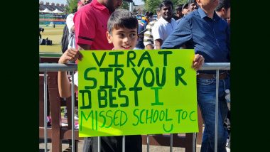 India vs Leicestershire Practice Match: Young Virat Kohli Fan Spotted in Crowd, Shares Message for Indian Batting Star