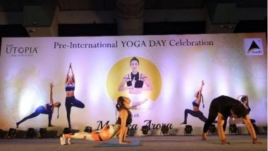 Business News | Malaika Arora, Bollywood Diva and Yoga Practitioner Celebrated Pre-international Yoga Day with Members of Avadh Utopia