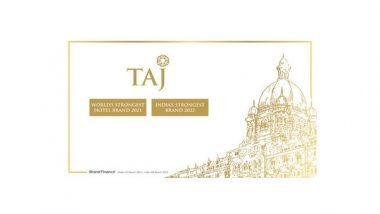 Business News | Taj Ranked as India's Strongest Brand for the Second Time