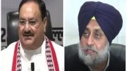 India News | Nadda Dials SAD's Sukhbir Badal to Seek Support for NDA's Presidential Candidate Droupadi Murmu