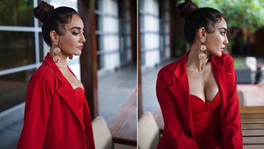 Surbhi Jyoti Dazzles in Red Suit! Check Out How the TV Actress Radiates Extreme Hotness in Her Lavish Ensemble That’s Sure To Make Heads Turn! (See Pics)
