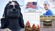 July 2022 Holidays Calendar With Festivals & Events: Puri Rath Yatra, Eid al-Adha, Doctors’ Day, US Independence Day, Check Full List of All Major International Dates and Indian Bank Holidays for the Month