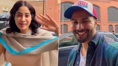 Janhvi Kapoor Does Rangi Sari in Paris With Her Dupatta, Varun Dhawan Is All Smiles (Watch Video)