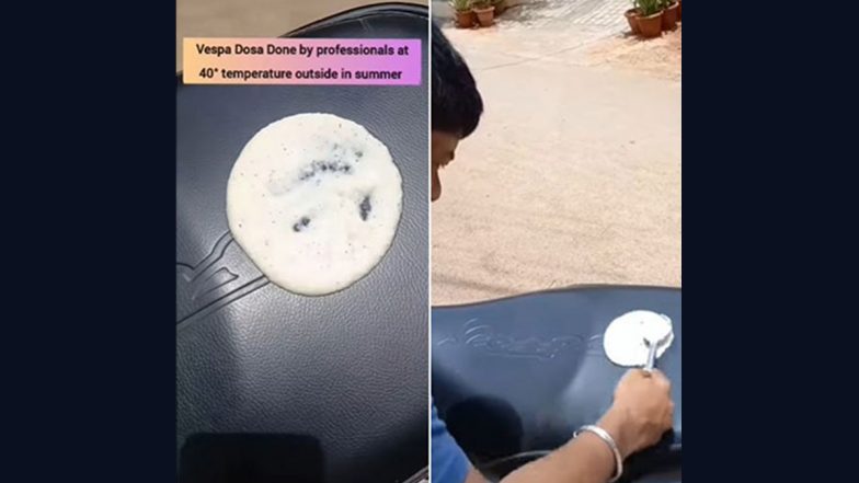 Hyderabad Man Cooks Dosa on Scooter Seat As Temperature Soars To 40 Degree Celsius in The City; Watch Viral Video