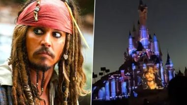 Johnny Depp’s Face as Jack Sparrow Used for Disney’s Pirates of the Caribbean Light Show in Paris (Watch Viral Video)