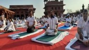 India News | Thousands Celebrate Yoga Day at Panch Mahal in Fatehpur Sikri