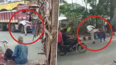 Andhra Pradesh: Traffic Police Head Constable Suspended After Video of Him Kicking a Drunk Man Goes Viral (Watch Video)