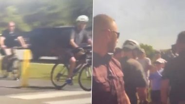 US President Joe Biden Falls off Bike While Taking Ride Near His Beach Home in Delaware (Watch Video)