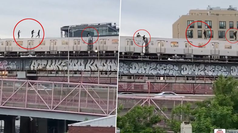 Thrill-Seekers Run Fearlessly on Top of Moving Train Over US’ Williamsburg Bridge; Stunt Video Goes Viral  