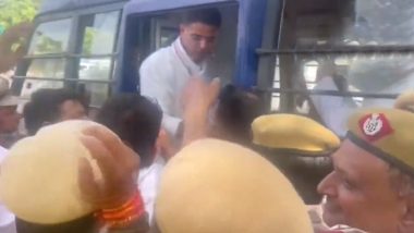 National Herald Case: Congress Leader Sachin Pilot Detained Amid Ongoing Protest in Delhi (Watch Video)