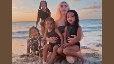 Kim Kardashian Enjoys a Beach Day in the Sun With Her Kids