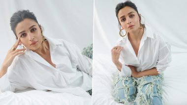 Alia Bhatt Is Cynosure of All Eyes in Classic White Shirt and Quirky Blue Denim! View Pics of Darlings Actor and Producer!