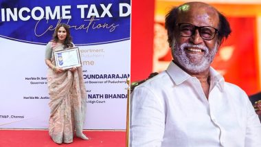 Rajinikanth Honoured By Income Tax Department; Aishwaryaa Rajinikanth Accepts The Award On Her Father’s Behalf And Says ‘Proud Daughter Of A High And Prompt Tax Payer’ (View Pics)