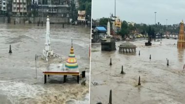 Maharashtra Rains: Temples in Nashik Submerged Underwater As Godavari River Overflows Due to Heavy Rainfall (Watch Video)