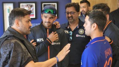 MS Dhoni Catches Up With India Players After Second T20I Against England at Edgbaston (See Pics)