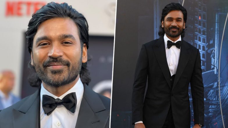 The Gray Man Premiere: Dhanush Looks Dapper In Black Suit; Twitterati Goes Gaga Over Tamil Superstar’s Stylish Avatar For The Event (View Pics)