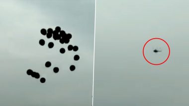 PM Narendra Modi Andhra Pradesh Visit: Black Balloons Released at Vijayawada Airport After Prime Minister’s Chopper Takes Off; Three Congress Leaders Held (Watch Video)