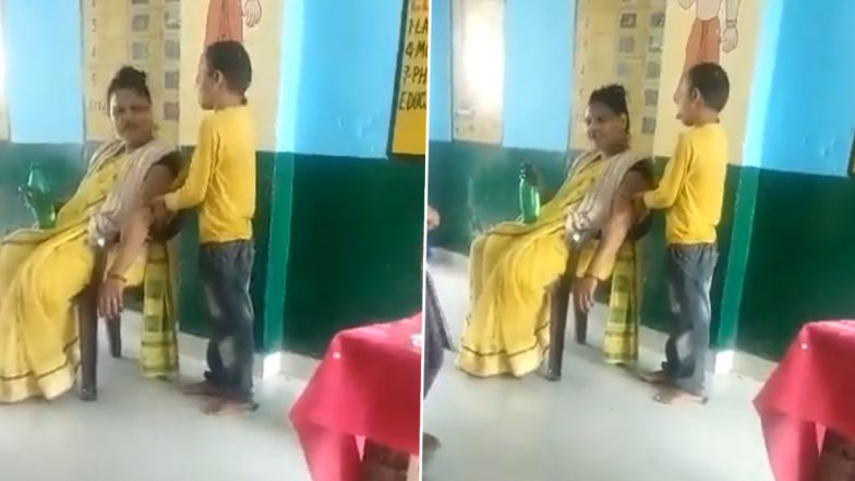 UP Primary School Teacher Receives Hand Massage from Student in Viral Video; Gets Suspended!