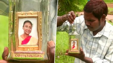 Odisha: Miniature Artist L Eswar Rao Crafts Artwork of President-Elect Droupadi Murmu Inside Glass Bottle (See Pics)
