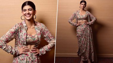 Sanjana Sanghi Radiates Her Princess Look in Floral Co-Ord Set for the Promotions of Om–The Battle Within; View Pics