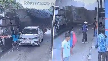 Uttarakhand Road Accident: Cement-Laden Truck Rams Into Lachhiwala Toll Plaza in Doiwala, Girl Injured (Watch Video)