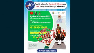 Agnipath Scheme 2022 Registrations Are Being Done Through WhatsApp? PIB Fact Check Debunks Fake Claim