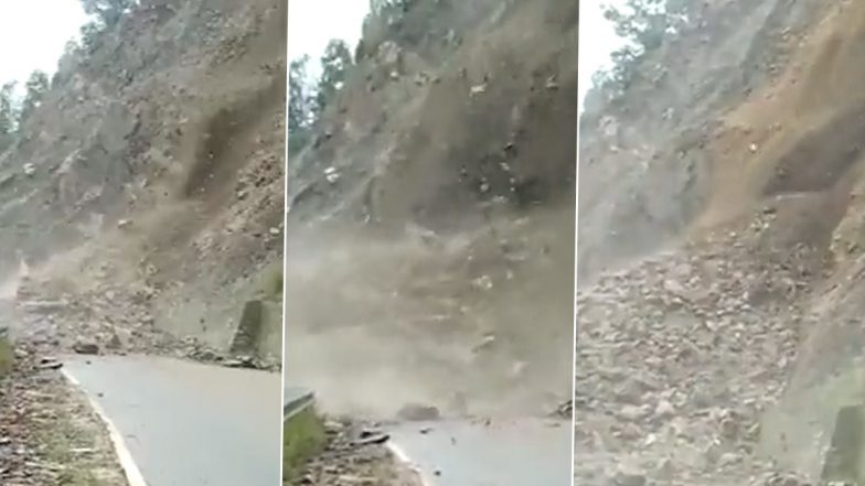 Uttarakhand: Rudraprayag Gaurikund Highway 109 Closed Due to Heavy Landslide; Watch Video