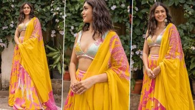 Mrunal Thakur Looks Ethnic Chic in Yellow and Pink Lehenga; View Stylish Pics of Sita Ramam Actress!