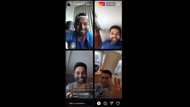 MS Dhoni Makes Special Appearance During Rohit Sharma, Rishabh Pant and Suryakumar Yadav’s Instagram Live Session (Watch Video)