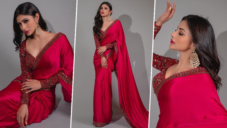 Mouni Roy Oozes Glamour in Red Hot Saree; View Pics of Beautiful Brahmastra Actress' Ethnic Look