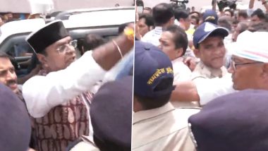 Congress MP Digvijaya Singh, BJP MLA Vishvas Sarang Get Into Heated Argument Outside District Panchayat Office in Bhopal (Watch Video)